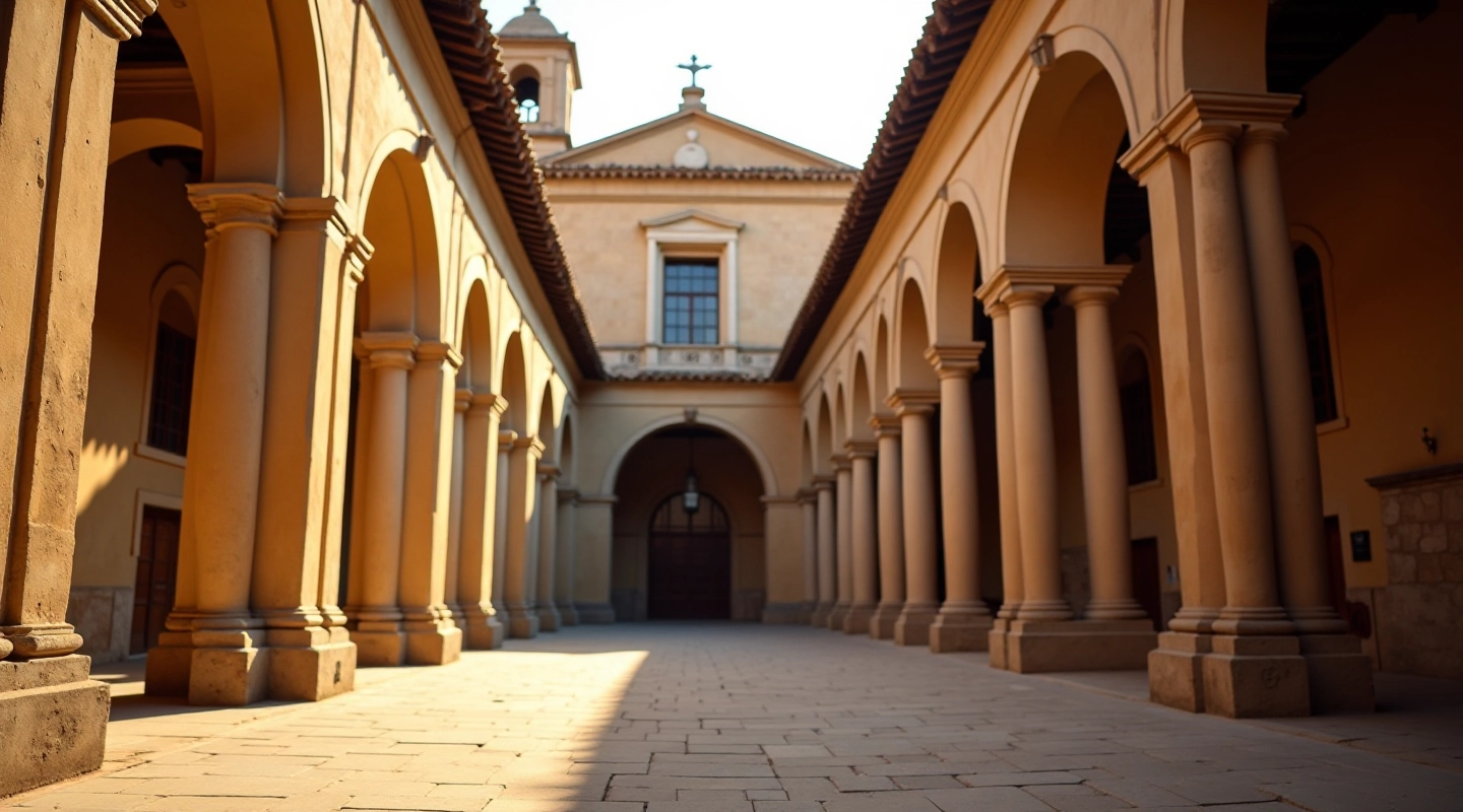 Arquitectura colonial de la Manzana Jesuítica con patios históricos y ventanas de arco
